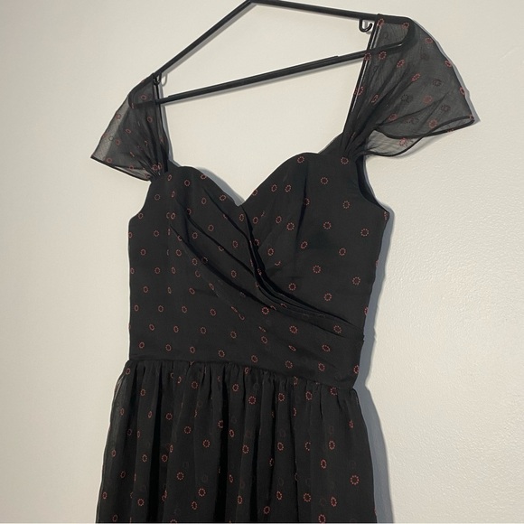 The Kooples Black and Red Sweetheart Neckline Mini Party Dress Size Small - Picture 3 of 11